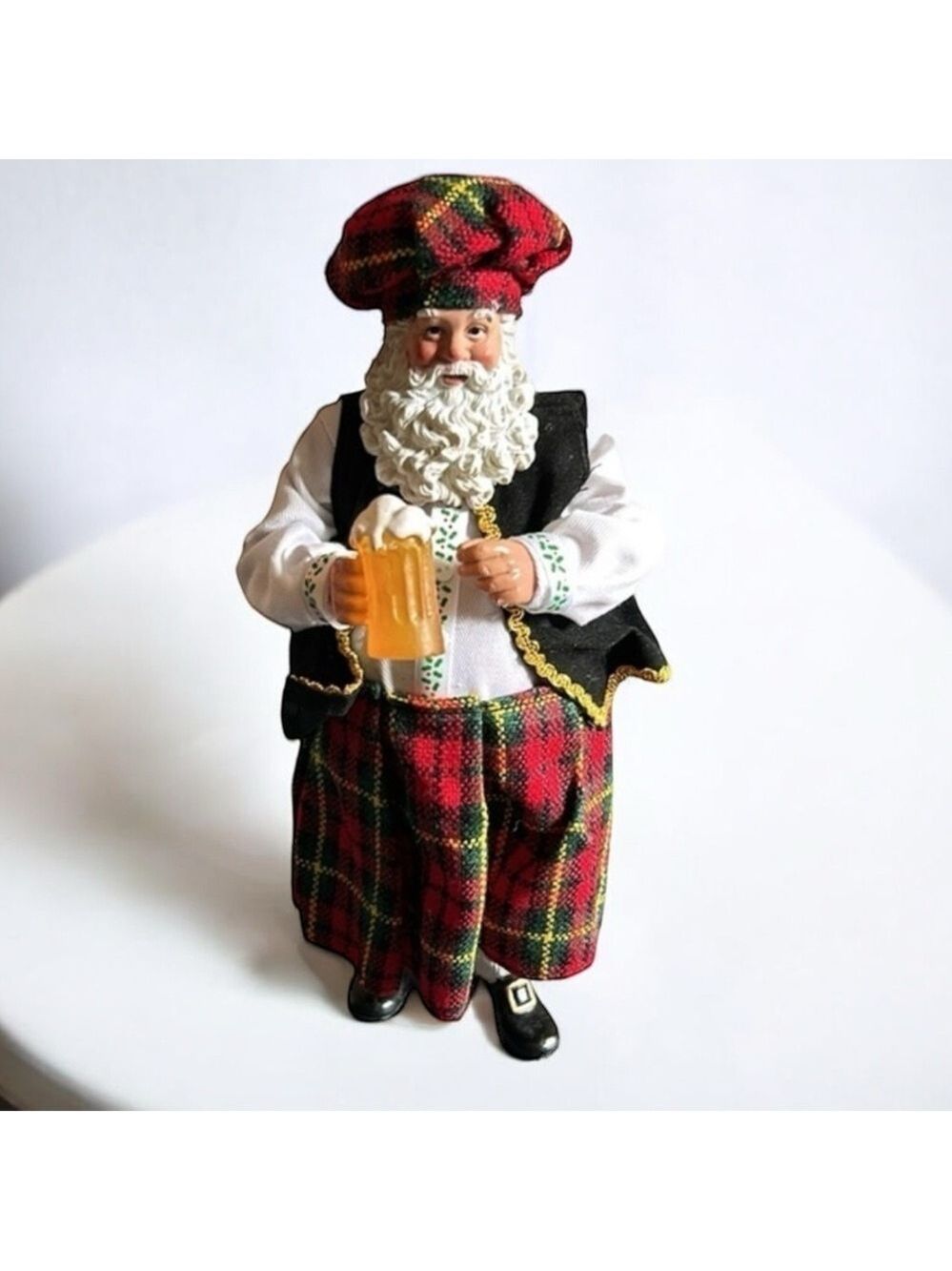 Santa Claus Scottish Plaid Kilt Figure with Beer Stein Rare